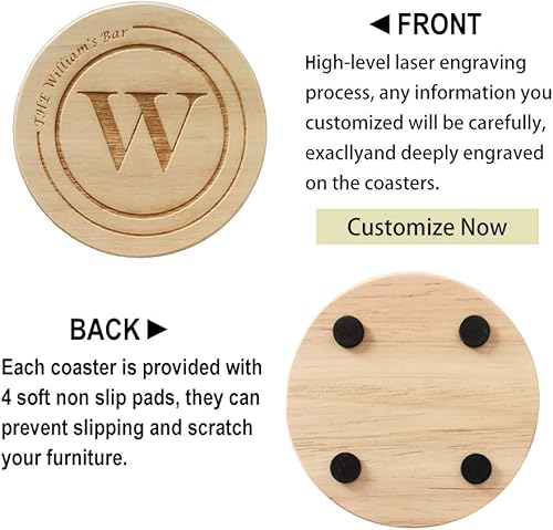 Miniatura 9 de Posavasos personalizados, posavasos grabados personalizados, posavasos de madera para bebidas, posavasos con monograma, grandes regalos para