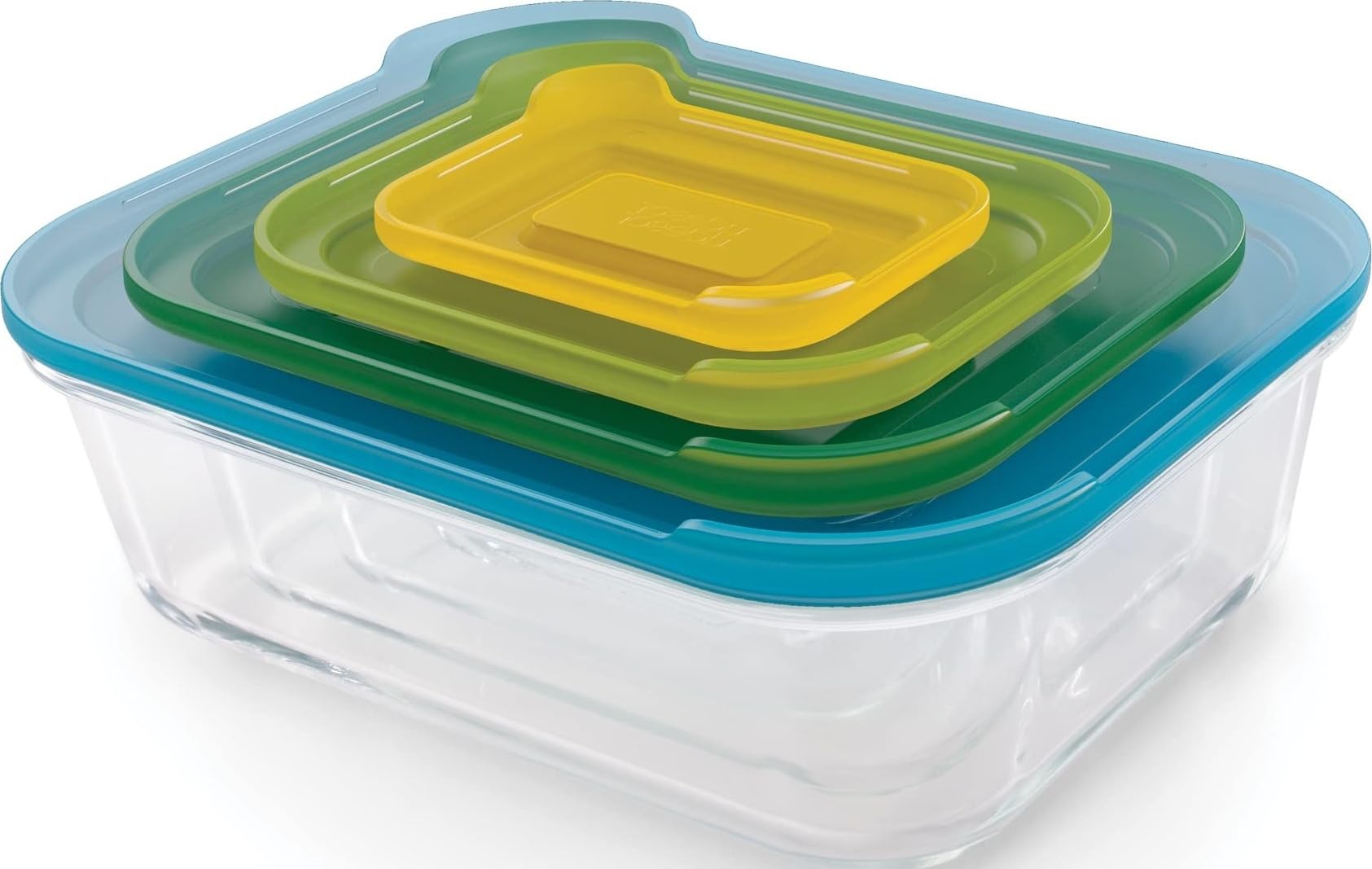 Joseph Joseph Nest Glass Storage Set of 4 Food Containers Lids Stackable Nesting