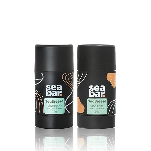 SeaBreeze - Juego de barra de champú y acondicionador, todo natural, vegano, sin sulfatos, ecológico, cero residuos, embalaje reutilizable con