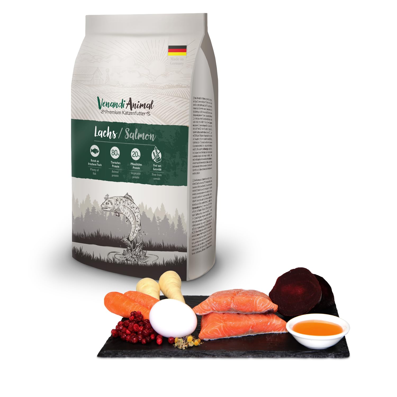 Venandi Animal Salmone come Mangime Secco, Senza Cereali, 1500 g