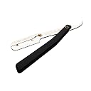 Shalimar Brand Professional Barber Straight Edge Shaving Facial Face Beard Blade Razor, Black Handle, Traditional Barber Style For Men and Women gallery image