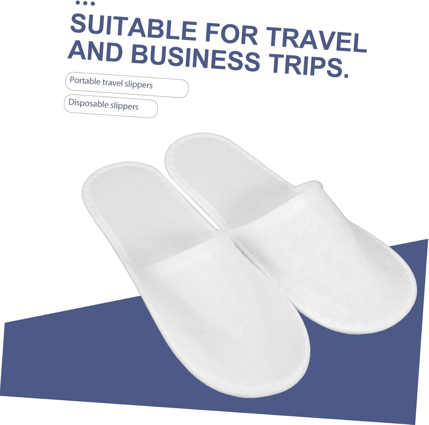 Beavorty 10 Pairs of One- off Slippers Home Guest Slippers Disposable Footwear (White) for Foot Salon Nail Spa