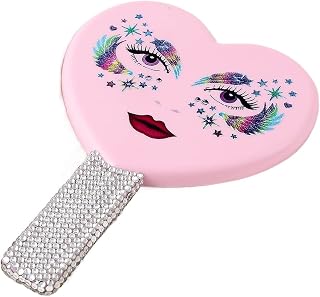 AMABEAhzj Makeup Mirror Handheld Mirror Pink Professional Handheld Salon Barbers Hairdressers Mirror with Handle Practical Hand Mirror for Home Salon