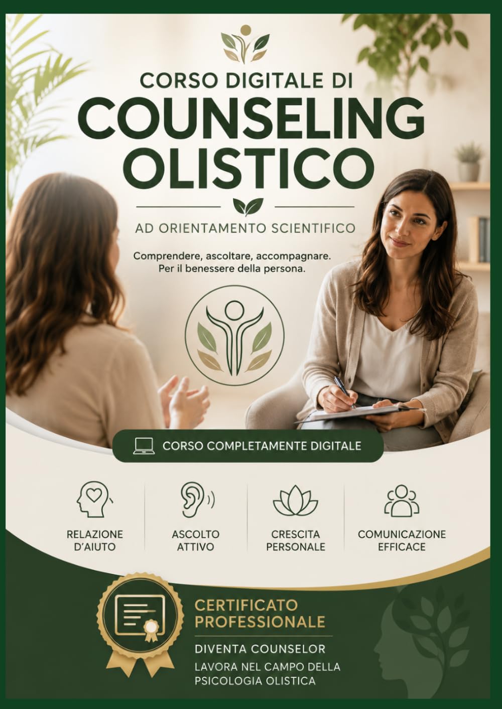 Corso Digitale di Counseling Olistico con Certificato Professionale: Diventa Counselor e lavora nel campo della Psicologia Olistica