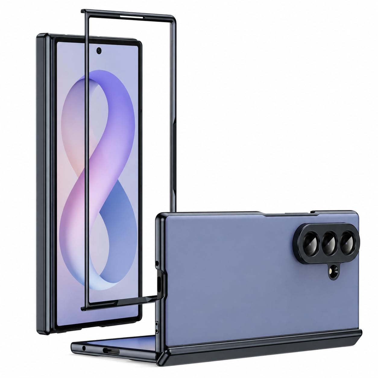 Back Cover for Samsung Galaxy Z Fold 8 Case, Front & Back Frosted Case Cover with Tempered Glass & Hinge Protection (Black, Samsung Galaxy Z Fold 8 Wide) — Amazon image 14