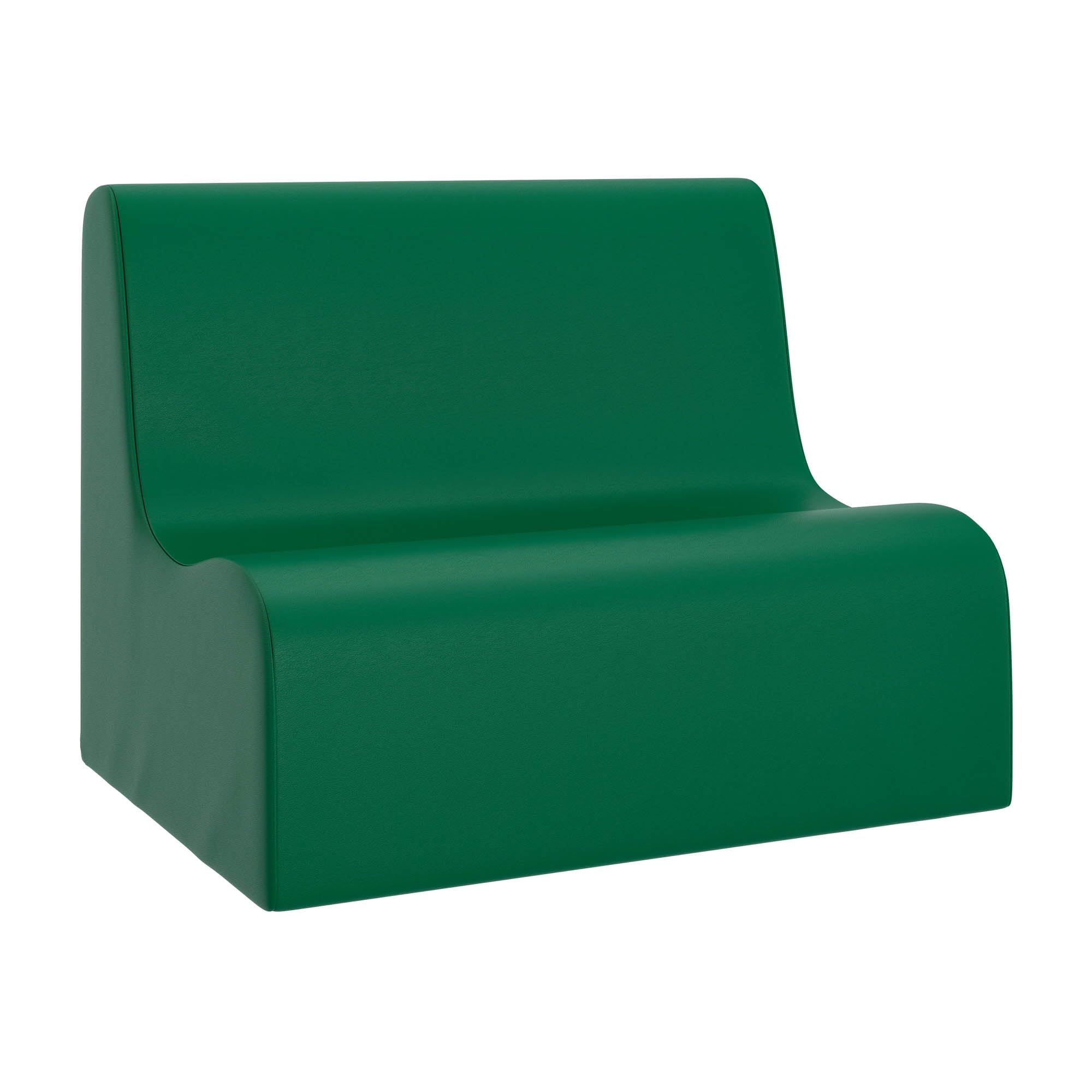 Children's Factory Medium Contour Sofa, Mix-and-Match Kids Chairs, Sofas, Corner Ottomans and Cubes, Foam-Filled and Water-Resistant, Flexible Seating for Classroom Elementary, Green Kids Couch
