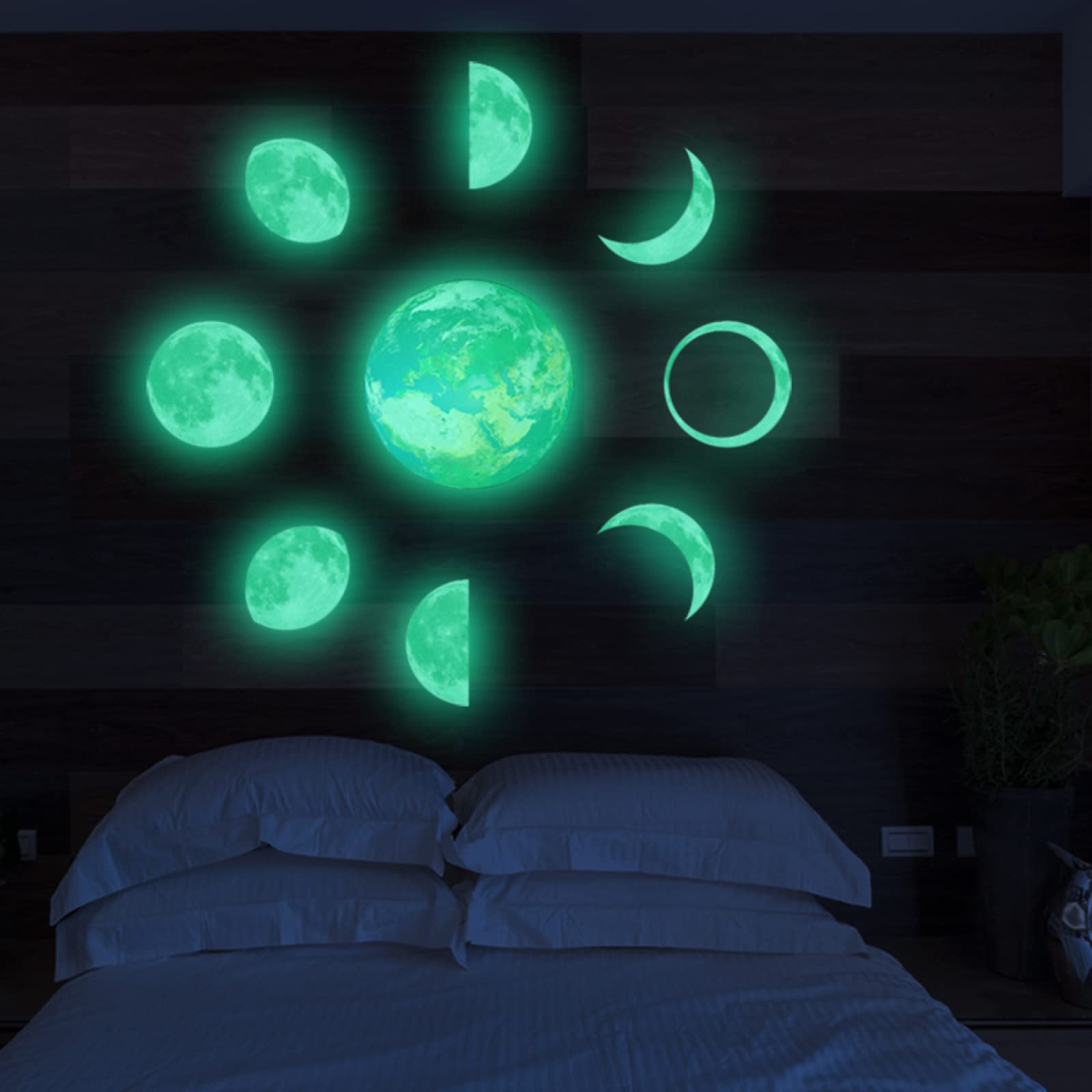 Adesivi Murali Luna Terrestre Adesivi da Parete Stelle Fluorescenti Adesive Soffitto Adesivi Murali Bambini Stelline Luminose per Cameretta Soggiorno Decorazioni
