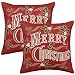 Grelucgo Set of 2 Embroidered Merry Christmas Holiday Throw Pillow Case Cover, Decorative Sofa Cushion Covers, Pillow Shams, Square 18 x 18 Inch