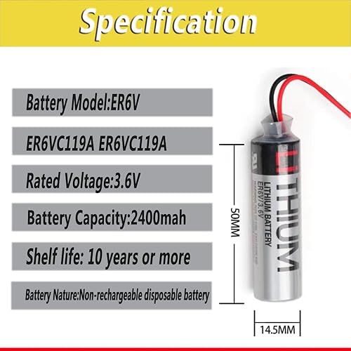 Miniatura 2 de (5-Pack) ER6V3.6V ER6VC119A119B PLC Batería no recargable para PLC M70 3.6V 2400mAh batería de litio con enchufe negro