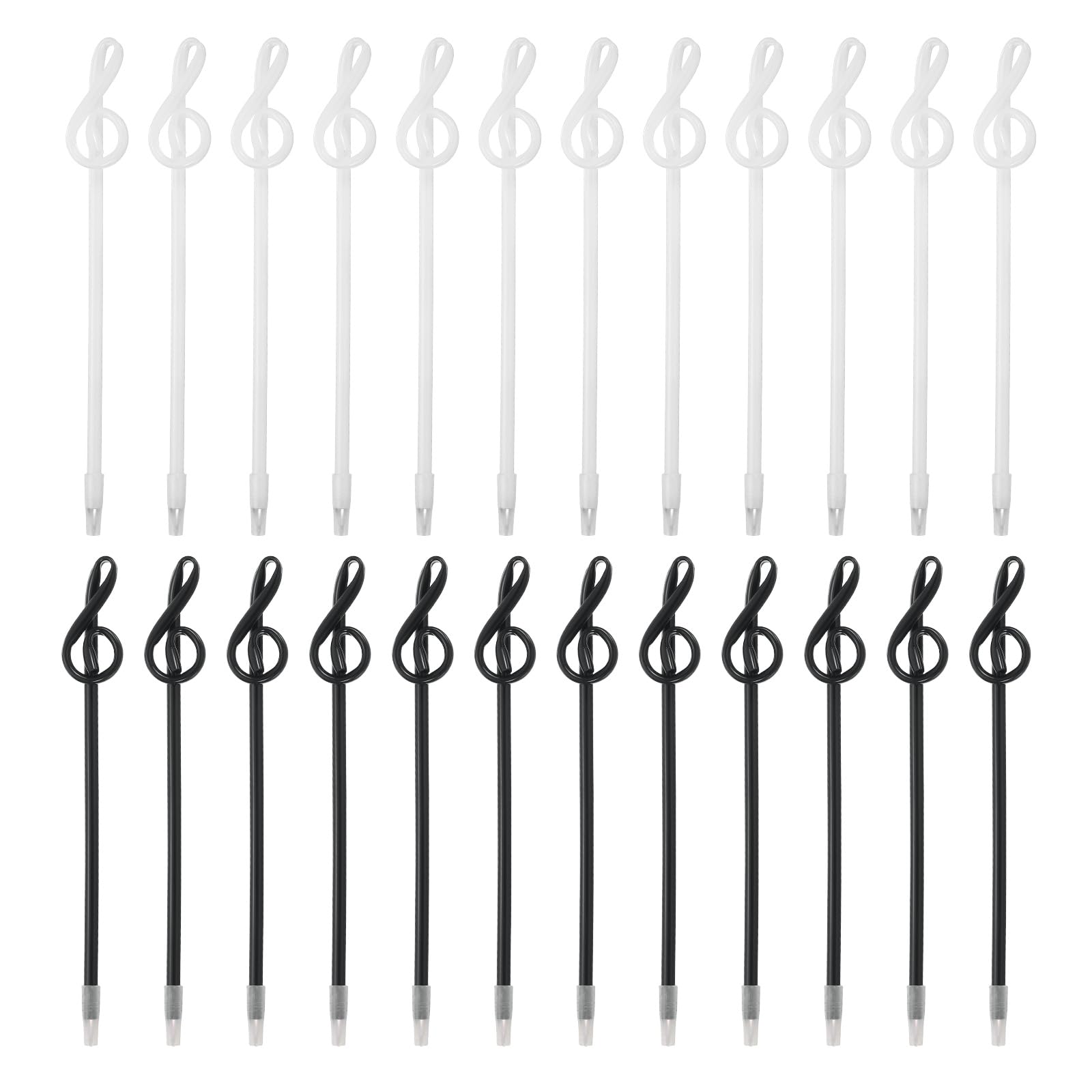 PATIKIL 24pcs Rollerball Pens 1.0mm, Musical Note Ball Point Pens Black Liquid Gel Ink Music Novelty Smooth Writing for Home Office Gifts, Black/White