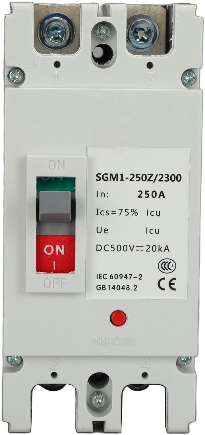 2P DC Circuit Breaker Switch 500V 250A Solar Master Switch Battery Switch Isolator for Solar System Battery Connection