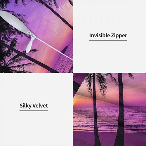 Miniatura 7 de WONDERTIFY Juego de 2 fundas de almohada cuadradas con palmeras y océano, playa, para cojín decorativo, cama, sofá, sofá, morado, 20 x 20 pulgadas