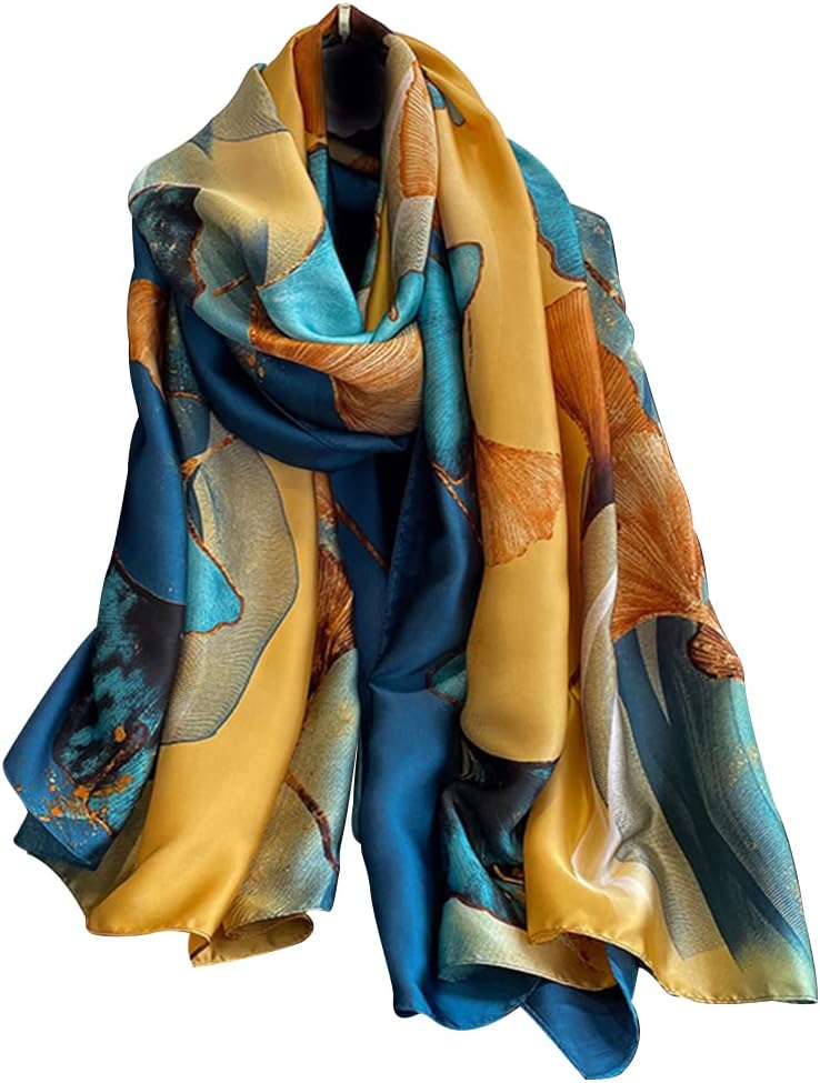 Womens 100% Large Mulberry Silk Scarf Long Satin Scarf Fashion Lightweight Wraps