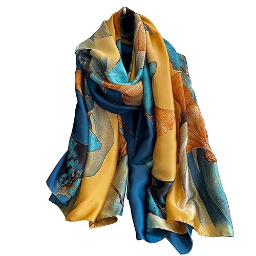 NUWEERIR Womens 100% Large Mulberry Silk Scarf Long Satin Scarf