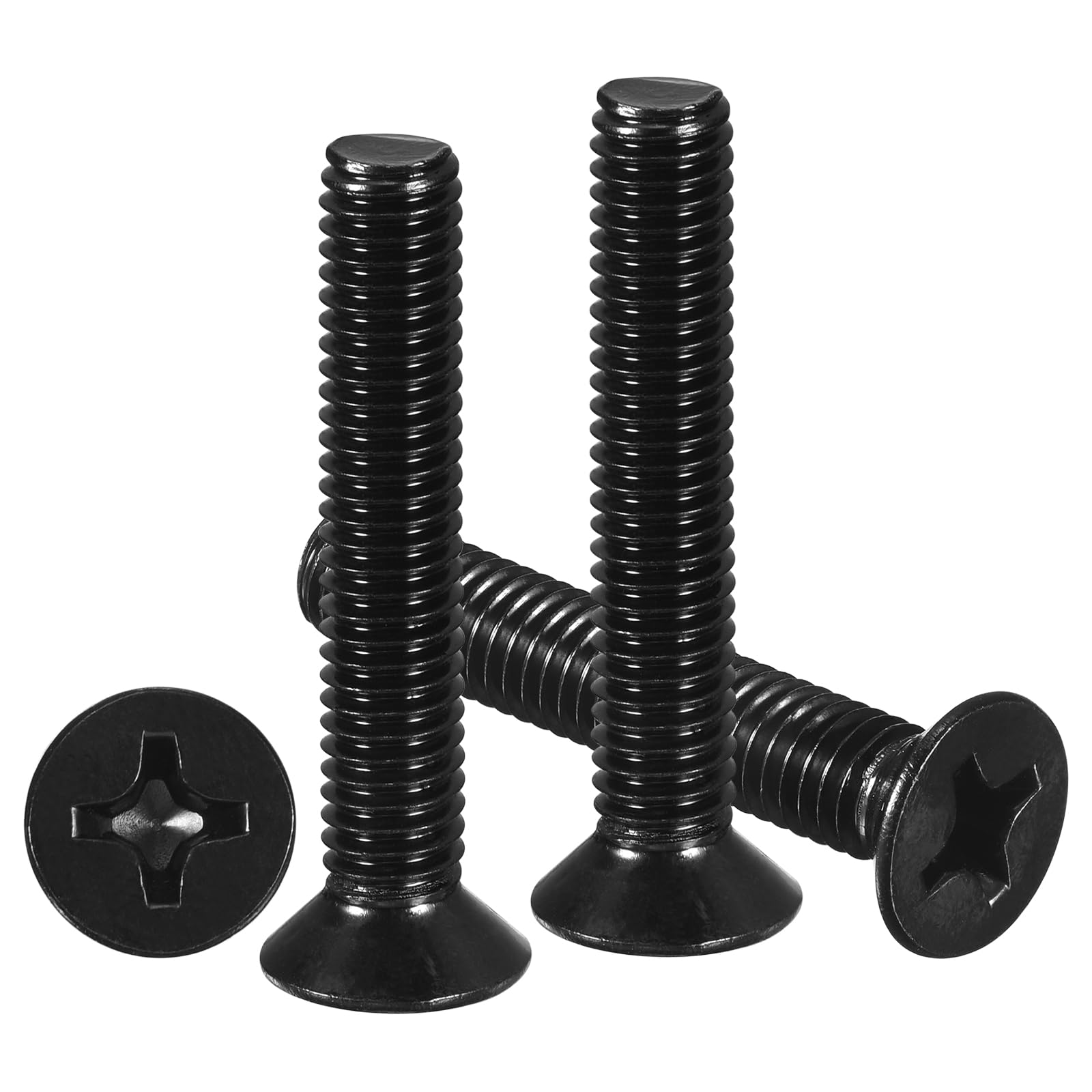METALLIXITY Phillips Flat Head Machine Screws Bolts (M4-0.7x6) 100Pcs, Stainless Steel 304 Countersunk Cross Screws - for Household Indoor Maintenance Installment DIY, Black