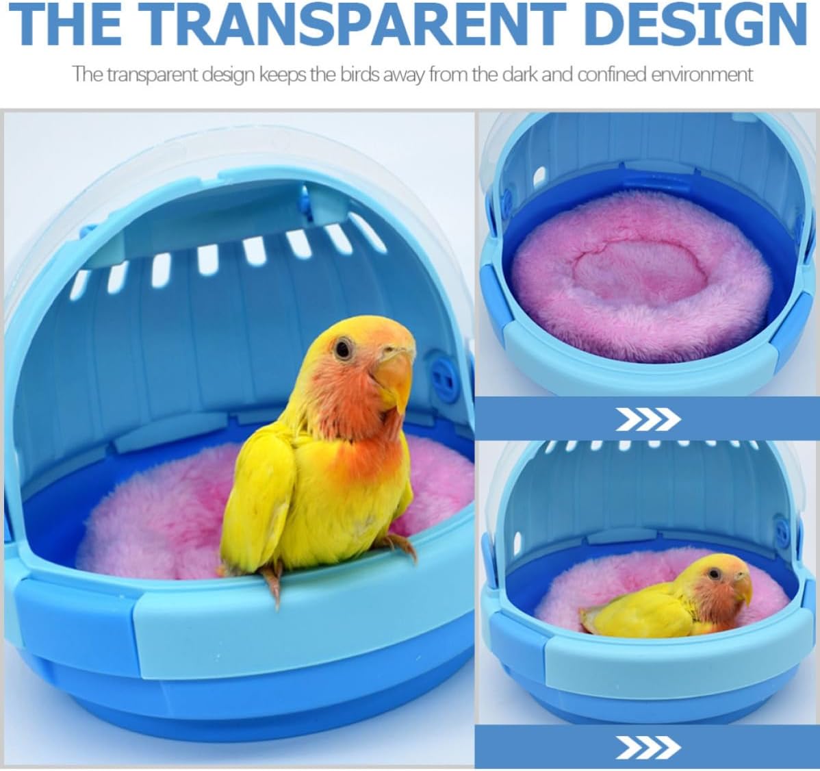 Portable Handheld Bird Travel Cage with Ventilation Blue PVC Carrier image 3