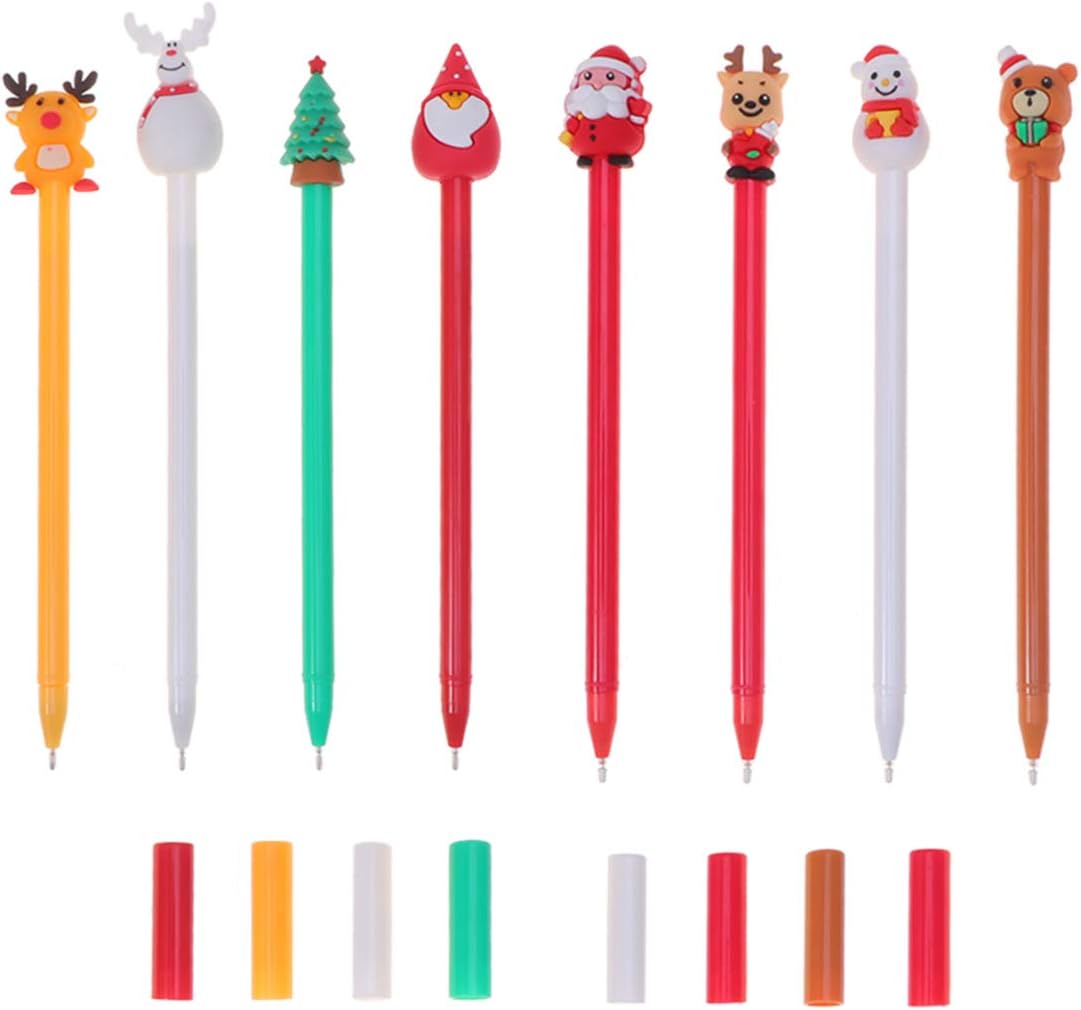 Happyyami 8Pcs Christmas Pen Set Santa Snowman Christmas Tree Elk Ballpoint Pens Stationery Writing Pens Gift for Home Office ¼ˆrandom style) - Image 3
