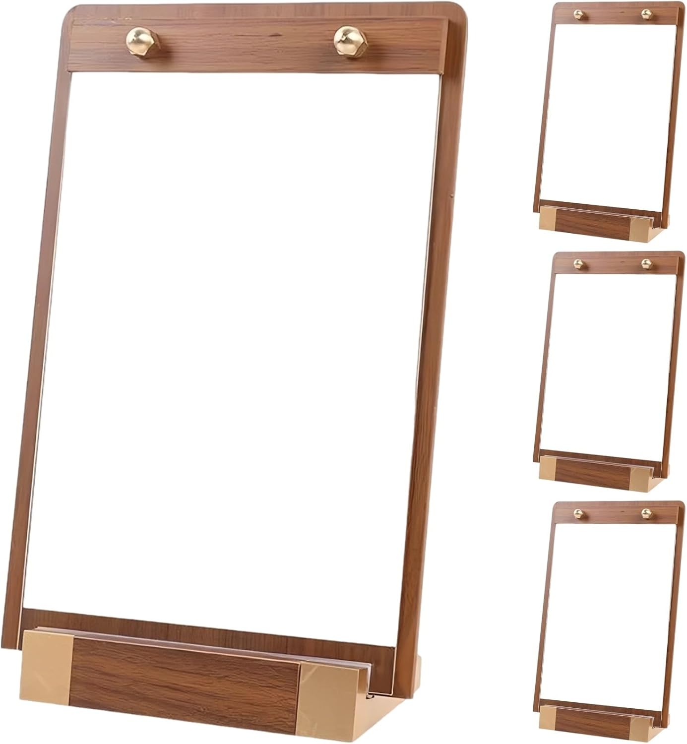 4 Pcs Walnut Wood Menu Holder, 11.7 X 8.3 in Tabletop Display Stand, Rounded Edge Design, for Restaurant Wedding Advertising