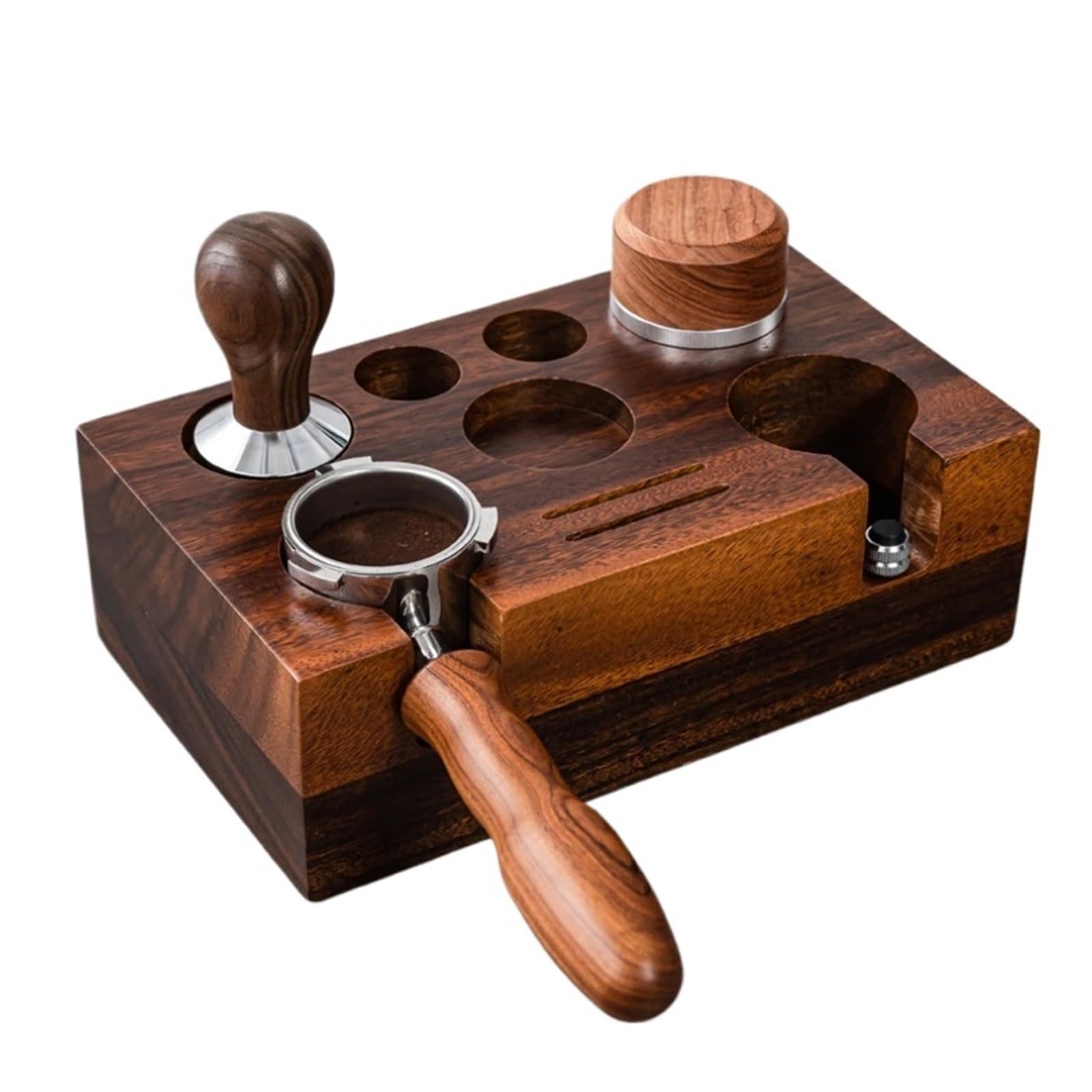Soporte de Madera para prensar café y estación de prensado, Base organizadora de Accesorios de Barista para tapete de prensado de cafetería, Soporte (58 mm)
