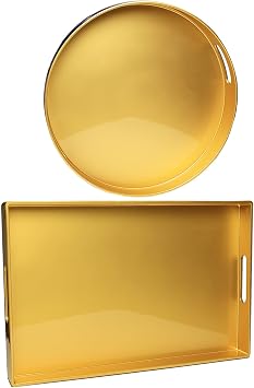 Gold platters for Kitchen, Serving Tray for Coffee Table