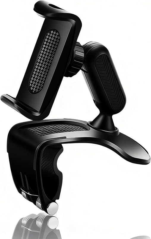 Car Phone Mount, 360 Degree Adjustable Dashboard Phone Holder, Universal Clip on Cellphone Holder for Car, Anti-Shake Mount Stand for 4-7 Inch Smartphones (Black)