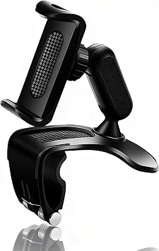 Car Phone Mount, 360 Degree Adjustable Dashboard Phone Holder, Universal Clip on Cellphone Holder for Car, Anti-Shake Mount Stand for 4-7 Inch Smartphones Black
