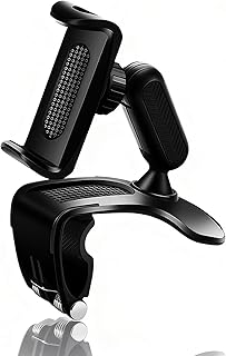 Car Phone Mount, 360 Degree Adjustable Dashboard Phone Holder, Universal Clip on Cellphone Holder for Car, Anti-Shake Mount Stand for 4-7 Inch Smartphones (Black)