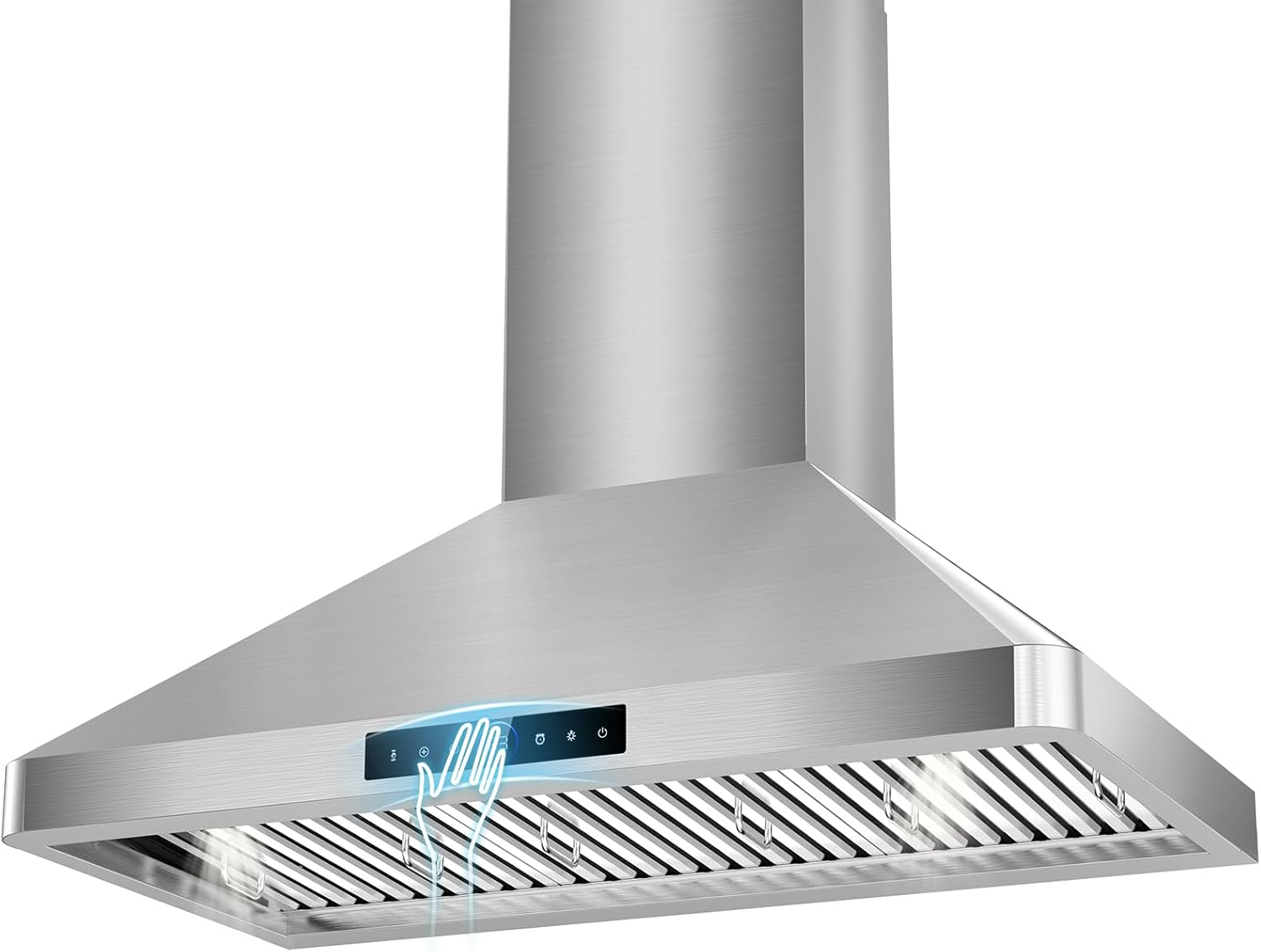 36 Inch Wall Mount Range Hood, 900 CFM Kitchen Hood with 4-Speed Fan, Ducted/Ductless Convertible, Gesture & Touch Control, Stainless Steel Stove Vent Hood with Adjustable LED and Auto Delay Shut-Off