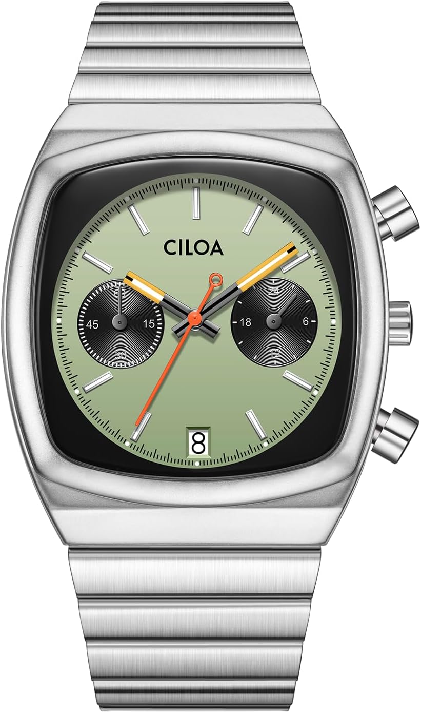 CILOA Mens Watches Chronograph Stainless Steel Waterproof