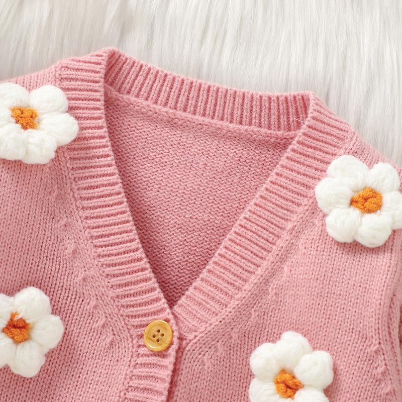 Neiwech Baby Girl Cardigan Sweater Toddler Knit V-Neck Button Long Sleeve Outwear Fall Winter Clothes - Image 5