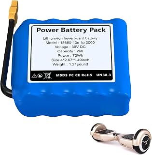 36V Hoverboard Battery Replacement 2AH 36V Lithium Battery Pack for Self-Balancing Scooters, Size: 4 x 2.67 x 1.49inch