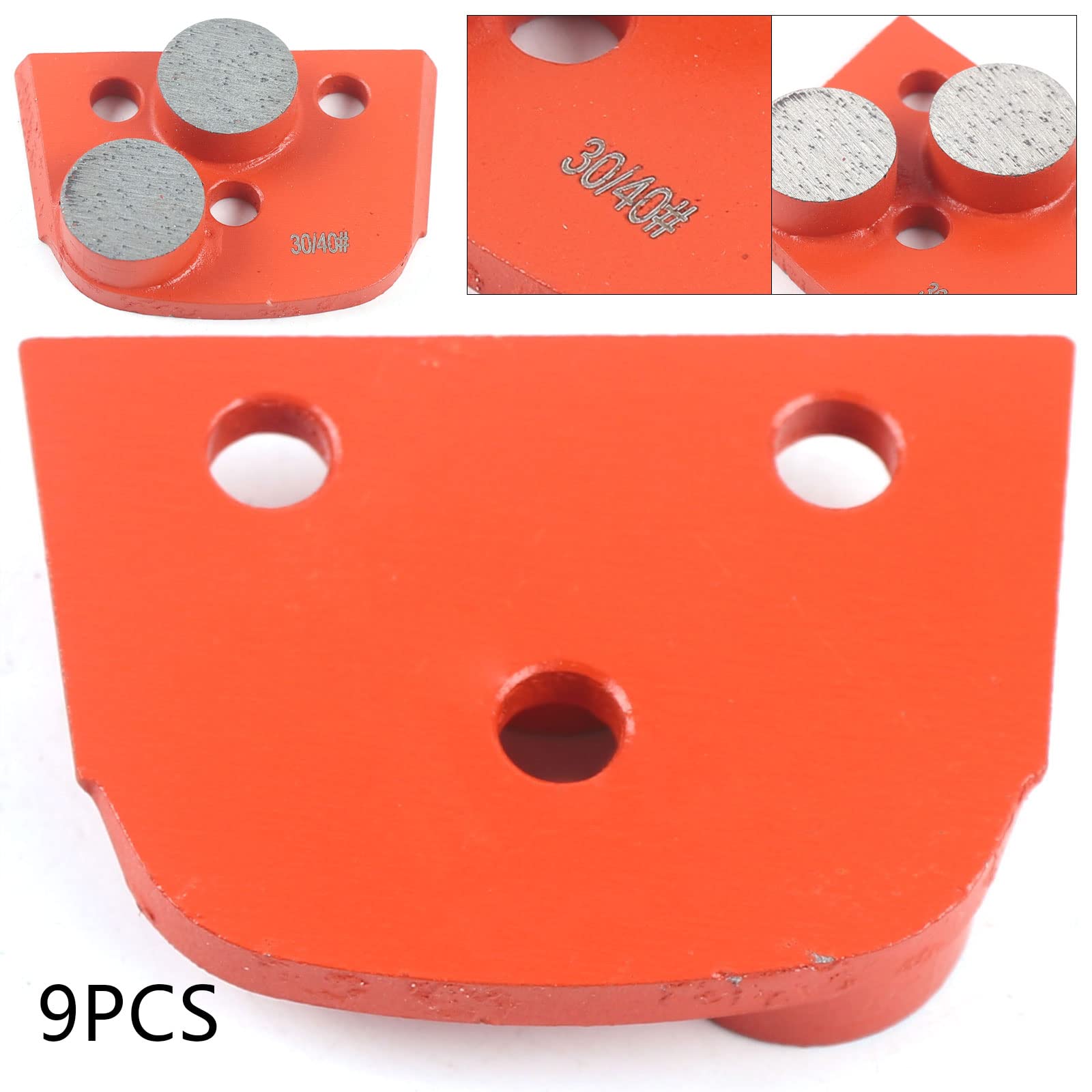Herramientas, 9 Discos de Pulido de Diamante Trapezoidal para hormigón, Almohadillas para pulir Pisos, Grano 30/40#, Discos de Pulido de Diamante de unión Media para hormigón.