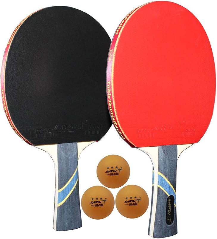MAPOL Ping Pong Paddles Pet of 2, 2 Ping Pong Paddles and 3 Balls with Case | Well-built Paddles with Solid Grip, Heavy Spin Comes Easy. Soft Pads Adapt to Varied Playstyles, Budget Option for Beginners