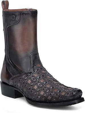 CUADRA | Mens Boot in Genuine Bovine Leather with Handcrafted Weaving and Laser Engraving1J3PRS Brown
