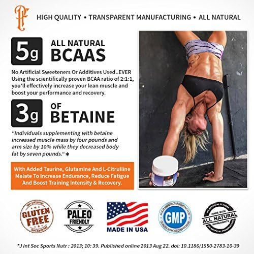 Physique Formula BCAAs with Stevia All Natural Branched Chain Amino Acids Powder with Glutamine & Sweetened with Stevia.Caffeine & Sucralose Free Grape Flavor No Sugar