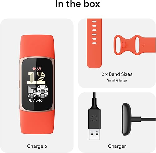 Miniatura 8 de Fitbit Charge 6 - Rastreador de actividad física con frecuencia cardíaca, GPS, membresía premium y herramientas de salud, caja dorada con banda