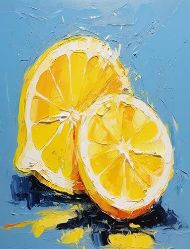 ZMHZMY Adults' Paint by Number Kits,Still Life,Fruit,Lemon,Paint by Number Kits on Canvas,DIY Oil Paintings for Beginners Arts and Crafts,40x50cm No Frame