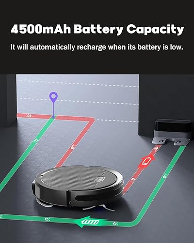 Miniatura 8 de Robot aspirador y trapeador, 5000 Pa Robot Vaccum, WiFiAlexaAppControl remoto, Aspiradora robótica silenciosa con control de voz, autocarga, ideal