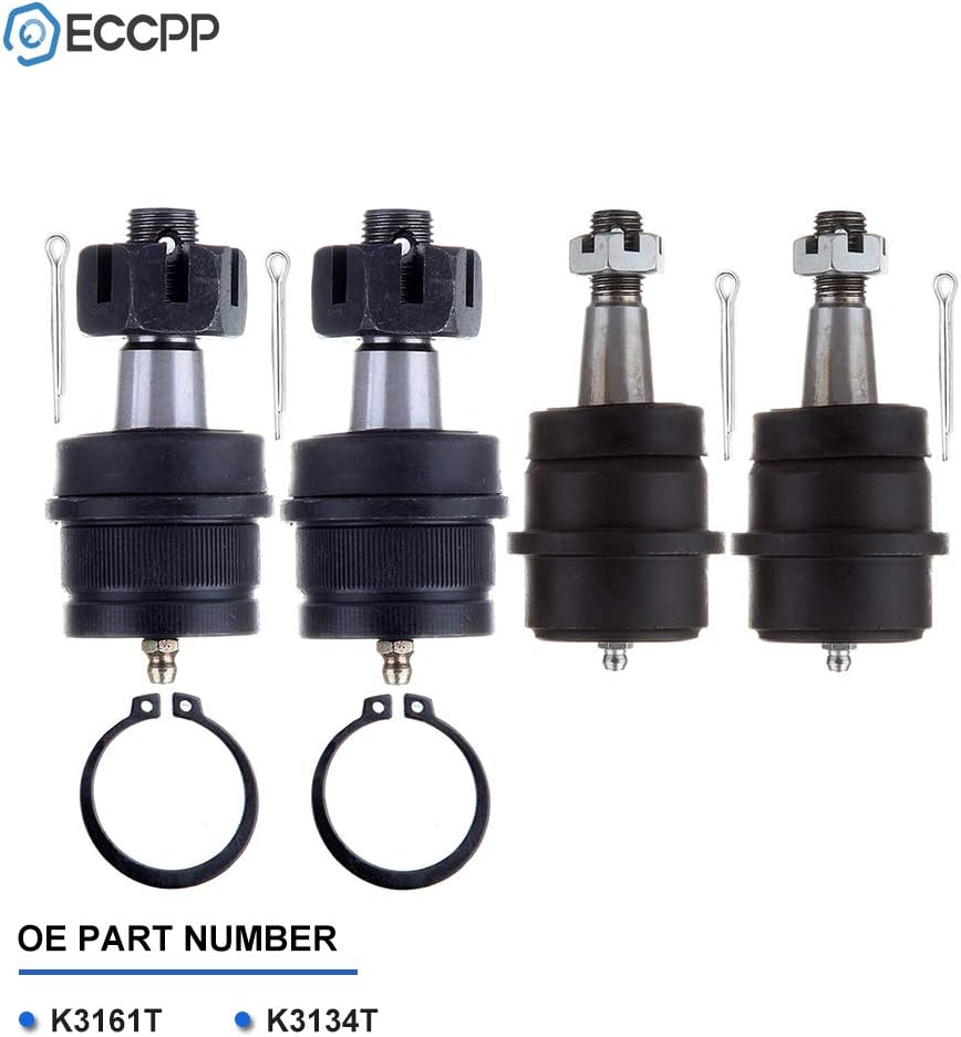 ECCPP 2 Lower Ball Joints 2 Upper Ball Joints Compatible with 1984-2001 for Cherokee,1986-1992 Comanche,1993-2004 Grand for Cherokee,1993 Grand Wagoneer,1984-1990 Wagoneer,1987-2017 Wrangler