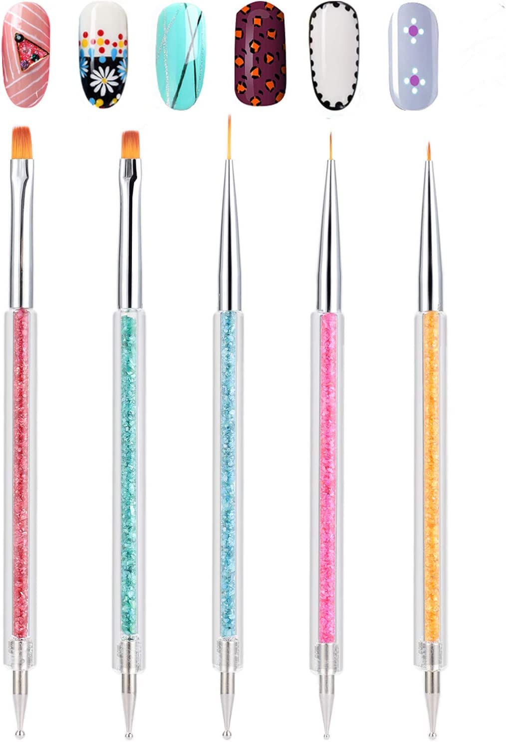 Buy ALVRIO DoubleEnded Nail Art Brushes, 5 PCS Nail Design Tools Kit