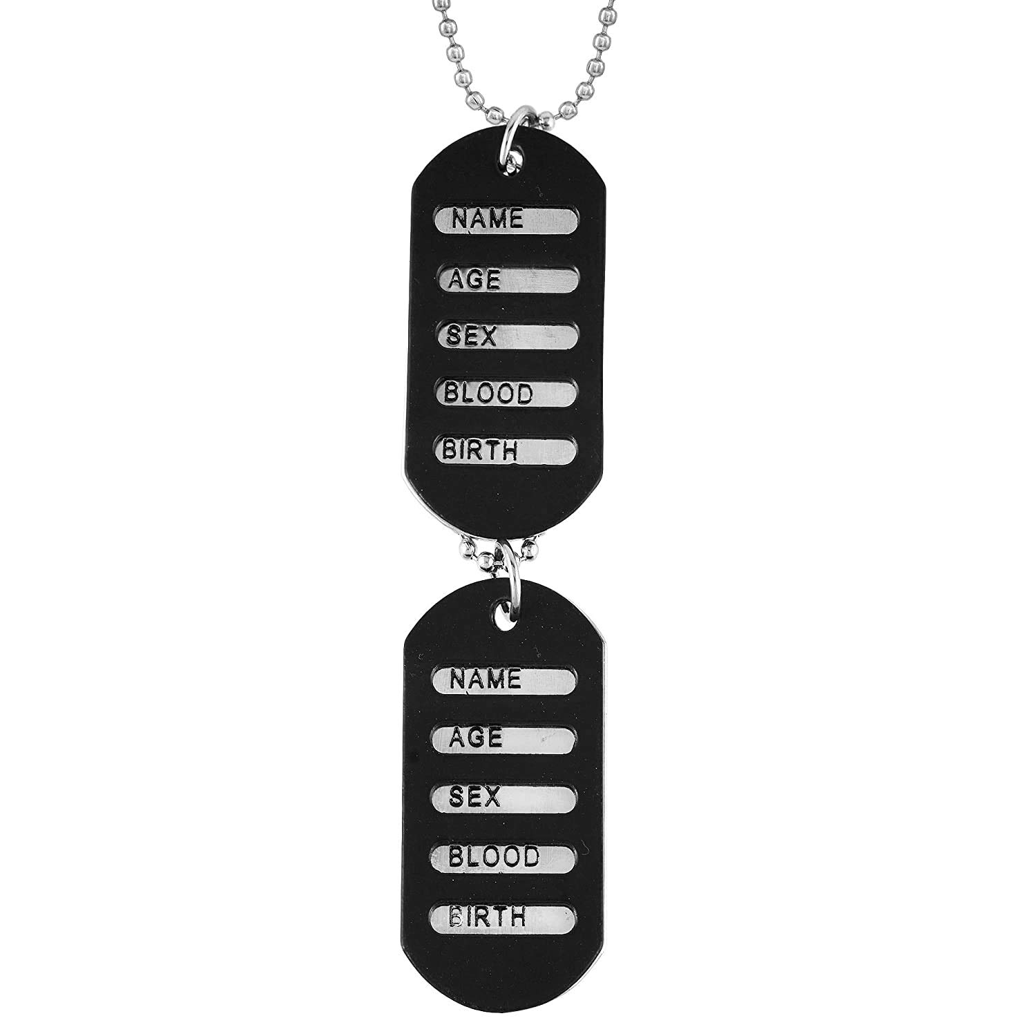 Stainless Steel Black Classic Stylish Military Army Theme Dog Tag Dual Name Age Sex Customization Laser Engraved Sterling Chain Pendant Necklace Jewelry Accessories Men/Women-image-25