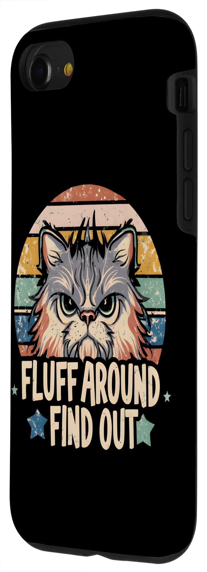 iPhone SE (2020) / 7 / 8 Fluff Around Find Out Funny Angry Cat Retro Distressed Look Case - Image 2