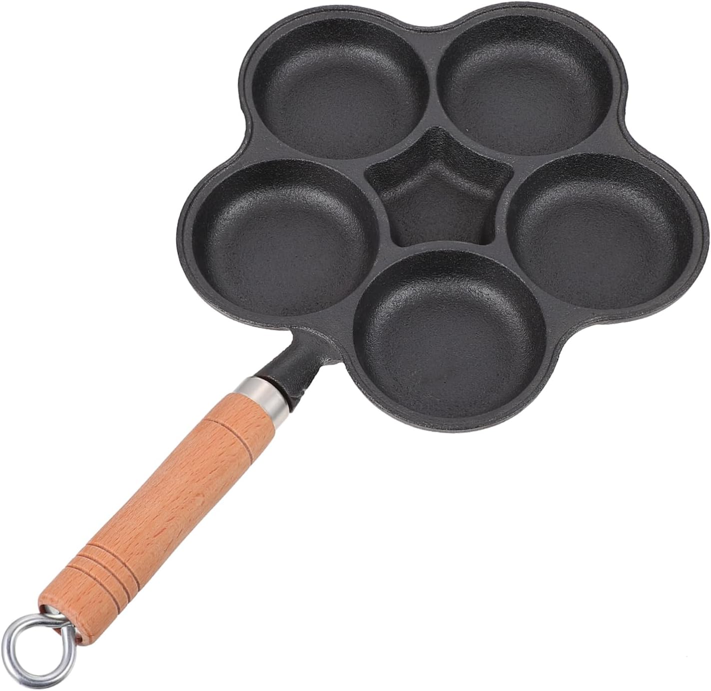 1pc Non-stick Pan Five Cast Frying Tool for Cooking Eggs Burgers Ergonomic Design Hot Handle Easy Stovetops