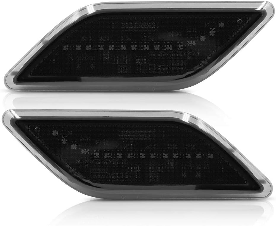 Smoke Lens White LED Front Bumper Side Marker Light Kits for 2010-2013 Mercedes-Benz W212 E-Class Pre-LCI E350 E550 E63 AMG Sedan/Wagon Driver Fender LED Turn Signal Sidemarker Lamps Replacements