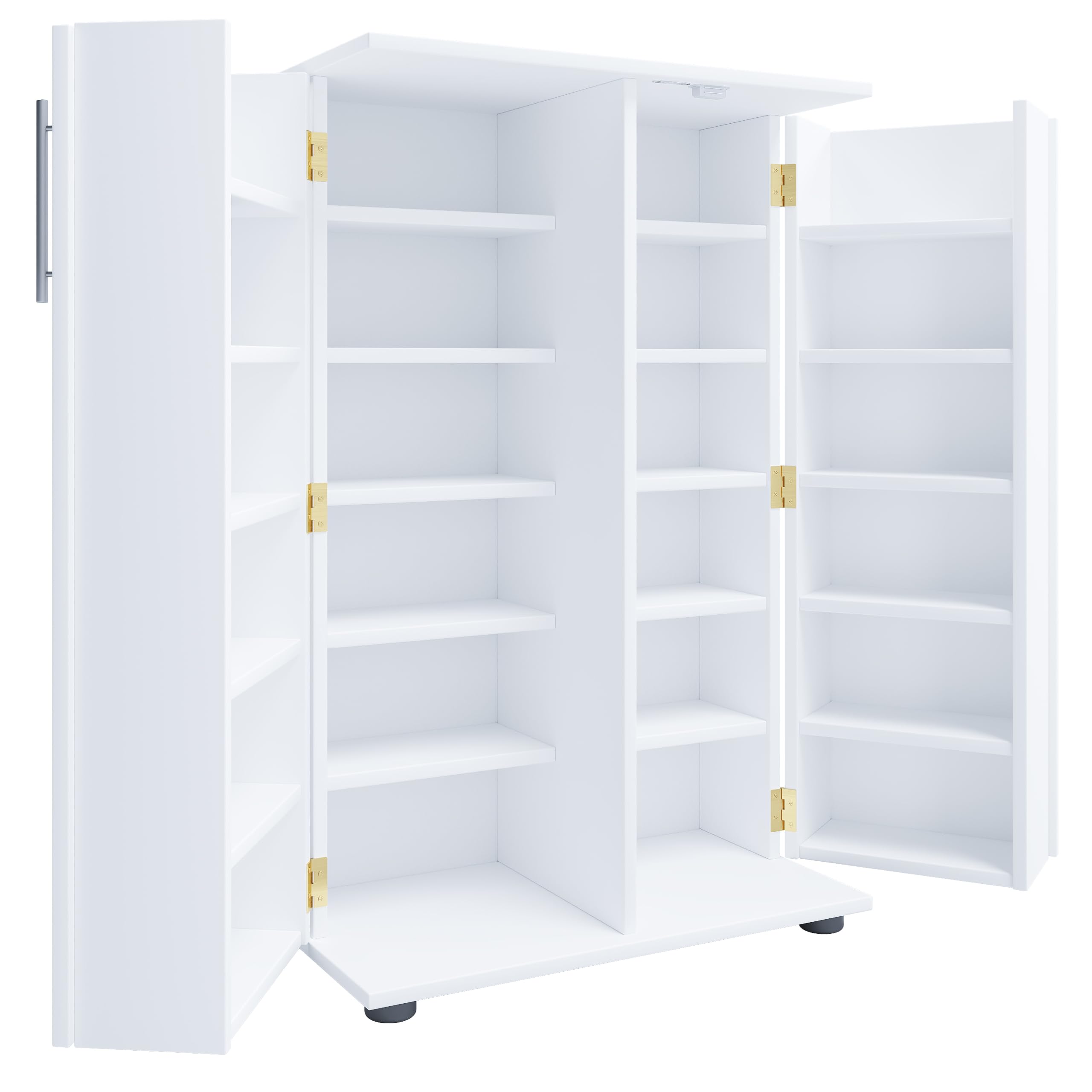 Holz CD DVD Stand Regal/Schrank | platzsparender CD Schrank mit 2 abschließbaren Türen für 600 CDs oder 260 DVDs oder 144-Videos | Maße: H. 93 x B. 60 x T. 31 cm | 20 variable Einlegeböden – Engalo XL