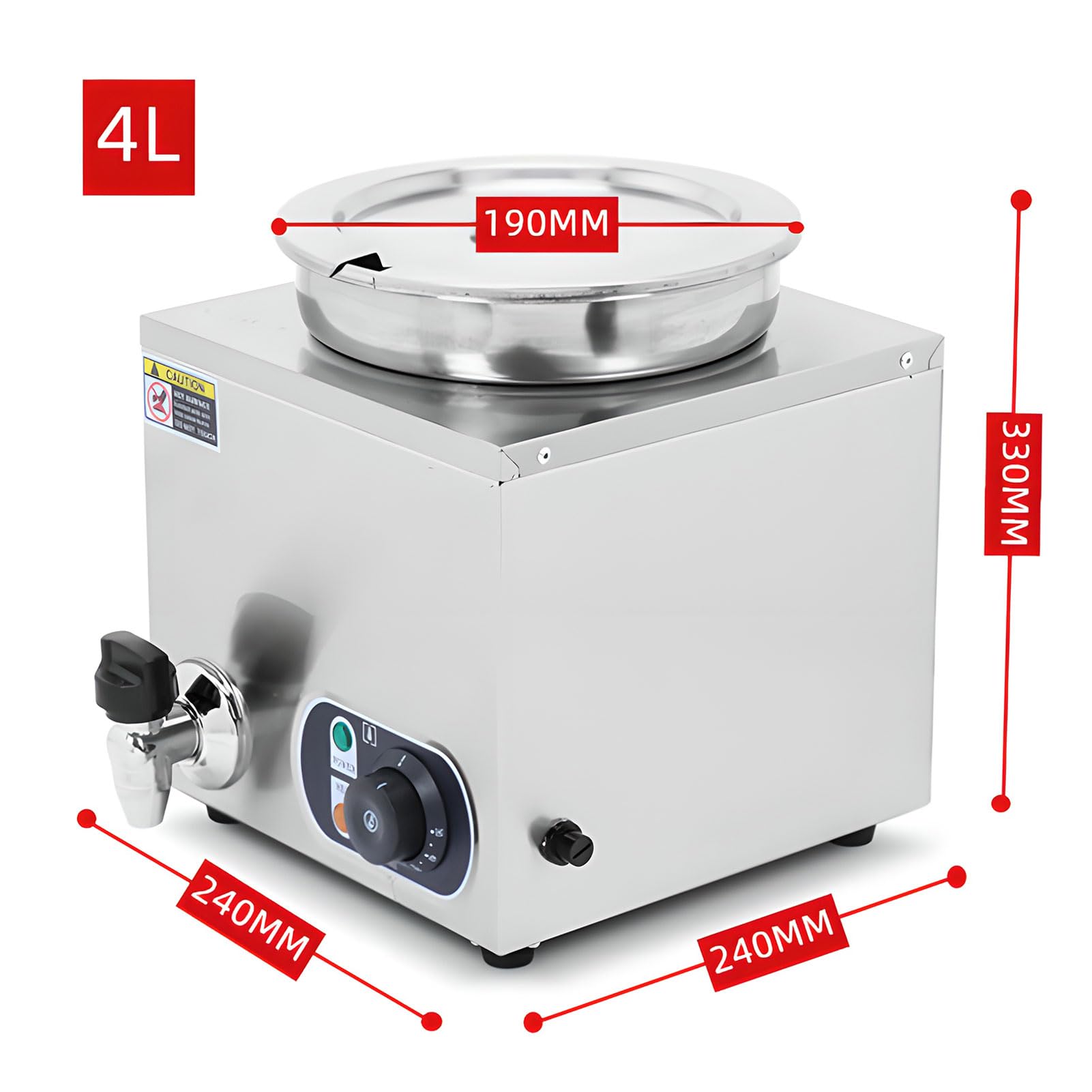 Scaldavivande elettrico commerciale, in acciaio inox, temperatura regolabile 50-85 ℃, scaldabagno da banco per catering e feste, doppia testa 7L