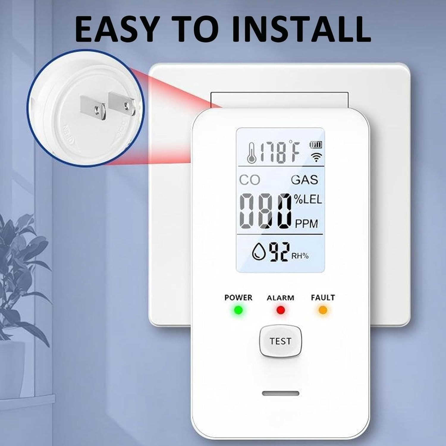 Steadfast Haven 4-in-1 Detector with HD Screen, Home, Apartment, Hotel, Camping RV(White)