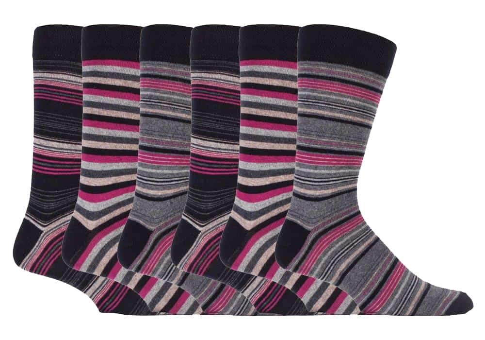 Sock Snob 6 pack Mens colourful striped dress business cotton socks