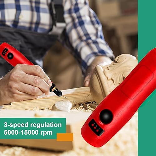 Miniatura 8 de Mini Cordless Rotary Tool, Adjustable Speed Electric Grinder Rechargeable Engraving Pen, Multi-Purpose Power Rotary Tool Kit with 3 Speed and 36Pcs