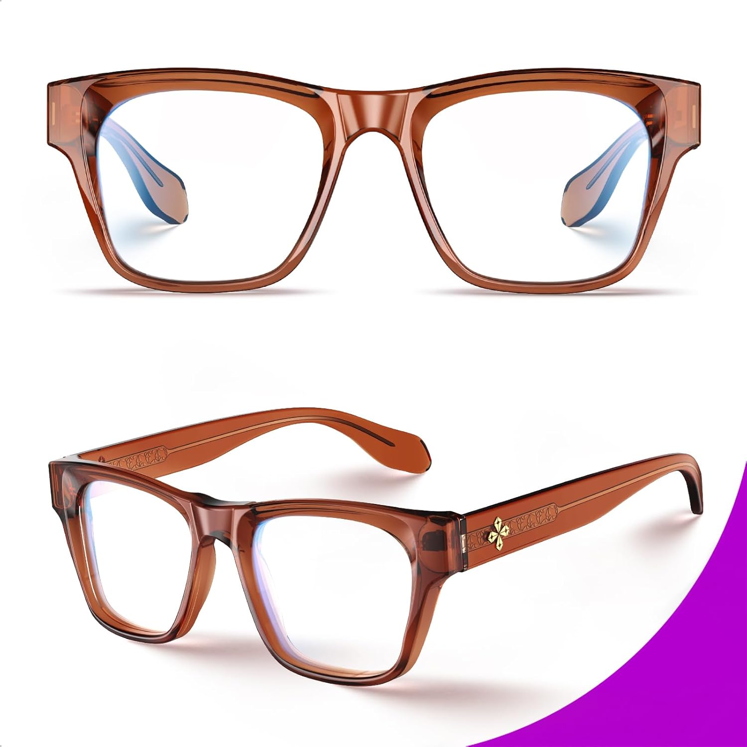 VISOONE Stylish Frame in Multiple Colors Blue Light Blocking Glasses for Men Women BONA - Image 2